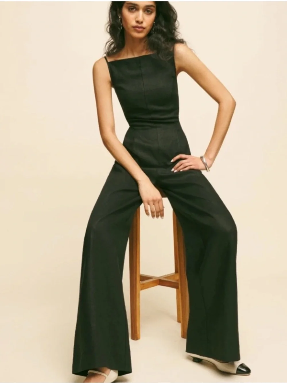 Reformation Ciara Linen Jumpsuit Black Size 6
